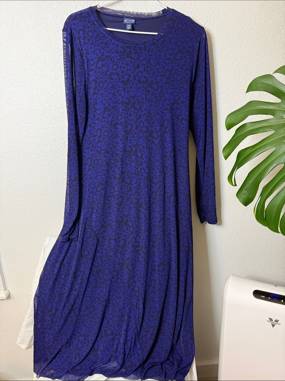Flowy Long Sleeve Maxi Dress — Deep Indigo Animal Print